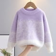 thumbnail image 1 of Spazoro Kids Girls Boys Sweaters, Long Sleeve Crew Neck Casual Thickening Warm Shirts for Child Girls Purple Size 5 T, 1 of 7