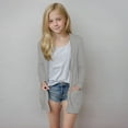 thumbnail image 1 of Spazoro Kids Girls Cardigan Sweaters, Open Front Long Sleeve with Pockets Solid Color Soft Knit Shrug for Dailywear Gray Size 11 T, 1 of 9