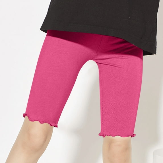 Spazoro Kids Girls Casual Shorts, Elastic Waist Solid Color Summer Homewear Comfortable Fit Pants for Child Girls Boys Hot Pink Size 4-5T