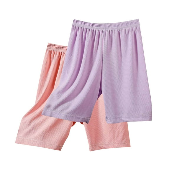 Spazoro Kids Girls Casual Shorts, Homewear Elastic Waist Summer 2PC Solid Color Comfortable Fit Pants for Child Girls Boys Pink Size 4 T