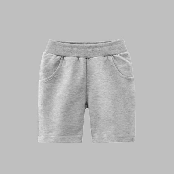 Spazoro Kids Girls Casual Shorts, Homewear Elastic Waist Summer Solid Color Comfortable Fit Pants for Child Girls Boys Gray Size 4 T