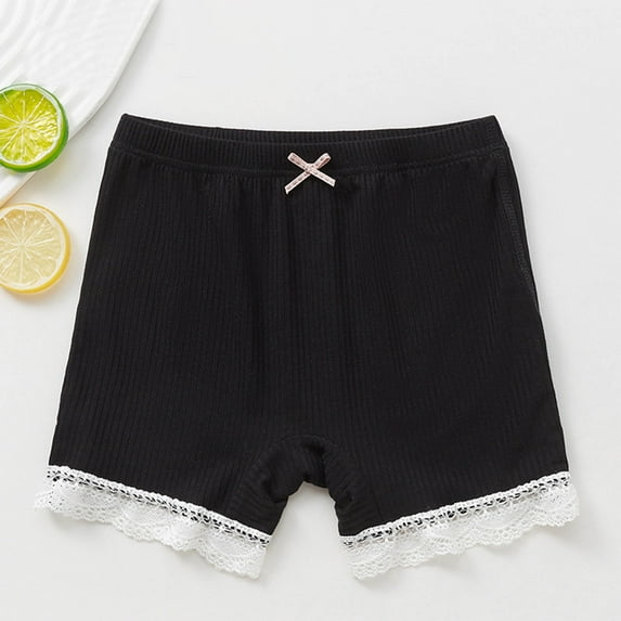 Spazoro Kids Girls Casual Shorts, Homewear Solid Color Elastic Waist Summer Comfortable Fit Pants for Child Girls Boys Black Size 7-8T
