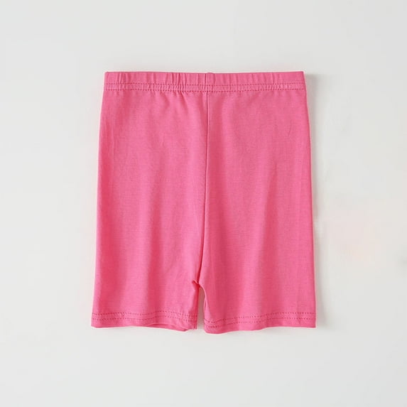 Spazoro Kids Girls Casual Shorts Leggings, Elastic Waist Solid Color Summer Homewear Comfortable Fit Pants for Child Girls Boys Hot Pink Size 3-4T
