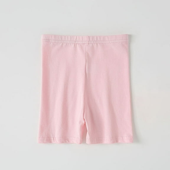 Spazoro Kids Girls Casual Shorts Leggings, Homewear Elastic Waist Summer Solid Color Comfortable Fit Pants for Child Girls Boys Pink Size 5-6T