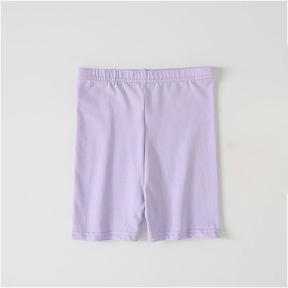 Spazoro Kids Girls Casual Shorts Leggings, Summer Solid Color Homewear Elastic Waist Comfortable Fit Pants for Child Girls Boys Purple Size 7-8T