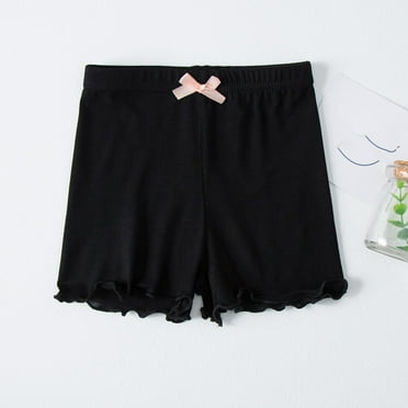 Spazoro Kids Girls Casual Shorts, Summer Homewear Solid Color Elastic Waist Comfortable Fit Pants for Child Girls Boys Black Size 4 T