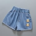 thumbnail image 1 of Spazoro Kids Girls Demin Shorts, Activewear Summer Elastic Waist Printed Comfortable Fit Pants for Child Girls Boys Blue Size 6-7T, 1 of 3