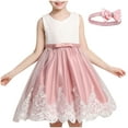thumbnail image 1 of Spazoro Kids Girls Dress Skirts, Sleeveless 2PC 2025 Saving Princess Pageant Party Birthday Wedding Bowknot Mesh Dresses for Child Girls Pink Size 8 T, 1 of 7