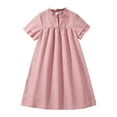 thumbnail image 1 of Spazoro Kids Girls Dresses, New Style Solid Color Short Sleeve Round Neck Princess Dress for Child Girls Pink Size 11 T, 1 of 7