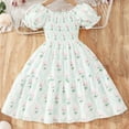 thumbnail image 1 of Spazoro Kids Girls Dresses, Fashion Short Sleeve Round Neck Floral Print Princess Dress for Child Girls Green Size 2 T, 1 of 7