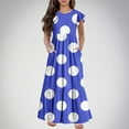 thumbnail image 1 of Spazoro Kids Girls Dresses, Short Sleeve Fashion Printed Round Neck Princess Dress for Child Girls Blue Size 10 T, 1 of 7