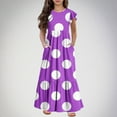 thumbnail image 1 of Spazoro Kids Girls Dresses, Short Sleeve Round Neck Printed Fashion Princess Dress for Child Girls Purple Size 6 T, 1 of 7