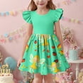 thumbnail image 1 of Spazoro Kids Girls Dresses, with Gradient Color Flutter Sleeves 2025 New Style Round Neck Princess Dress for Child Girls Green Size 3 T, 1 of 6