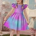 thumbnail image 1 of Spazoro Kids Girls Dresses, with Gradient Color Round Neck 2025 New Style Flutter Sleeves Princess Dress for Child Girls Purple Size 13 T, 1 of 7
