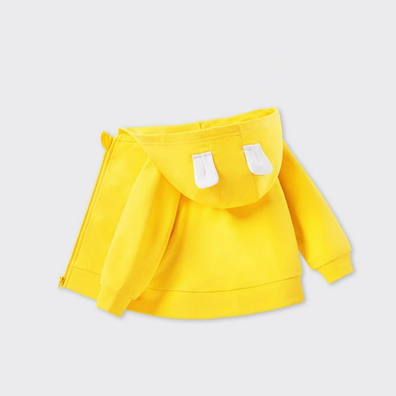 Spazoro Kids Girls Jackets, Cotton Zipper Fall Winter Long Sleeve Hooded Warm Coats for Child Girls Boys Yellow Size 2 T