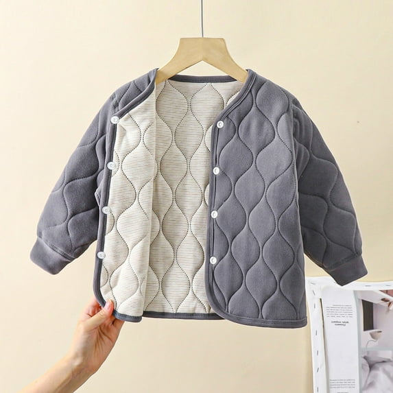 Spazoro Kids Girls Jackets, Fall Winter Cotton Crew Neck Long Sleeve Zipper Cardigans for Child Girls Boys Gray Size 7 T