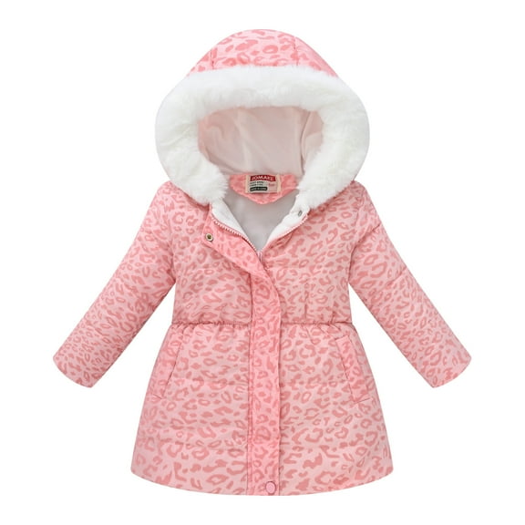 Spazoro Kids Girls Jackets, Fall Winter Long Sleeve Zipper Hooded Warm Coats for Child Girls Boys Pink Size 5 T