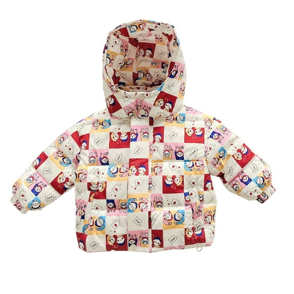 Spazoro Kids Girls Jackets, Hooded Long Sleeve Cotton Fall Winter Zipper Warm Coats for Child Girls Boys Red Size 4 T