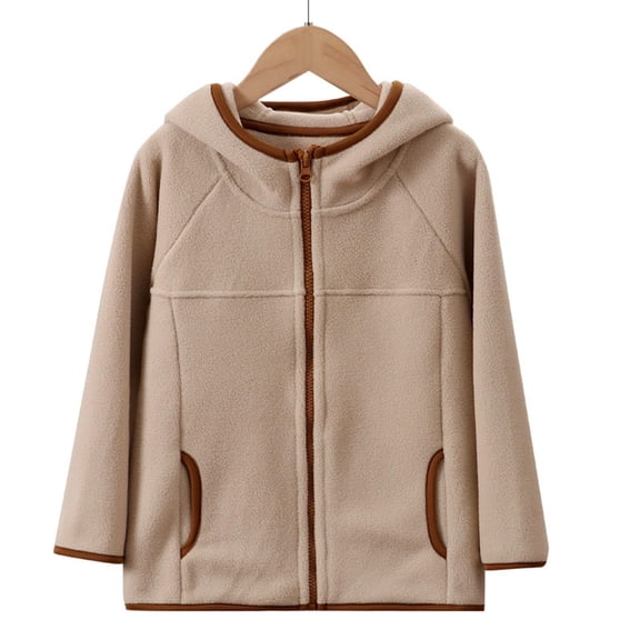 Spazoro Kids Girls Jackets, Hooded Zipper Fall Winter Long Sleeve Warm Coats for Child Girls Boys Khaki Size 3 T