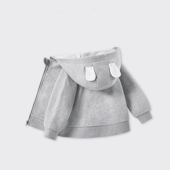 Spazoro Kids Girls Jackets, Long Sleeve Cotton Fall Winter Hooded Zipper Warm Coats for Child Girls Boys Gray Size 3 T