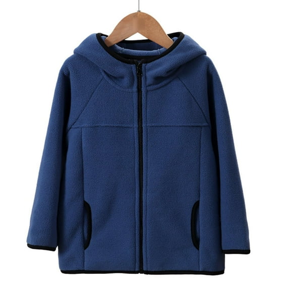 Spazoro Kids Girls Jackets, Long Sleeve Fall Winter Hooded Zipper Warm Coats for Child Girls Boys Dark Blue Size 3 T
