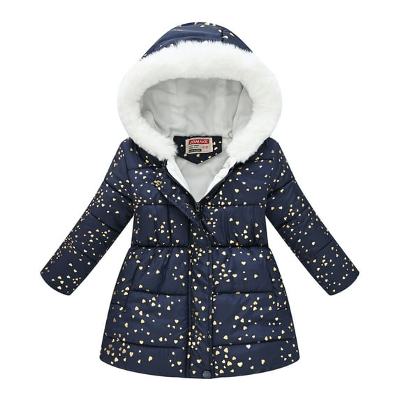 Spazoro Kids Girls Jackets, Long Sleeve Fall Winter Zipper Hooded Warm Coats for Child Girls Boys Dark Blue Size 9 T