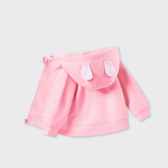 Spazoro Kids Girls Jackets, Long Sleeve Hooded Zipper Fall Winter Cotton Warm Coats for Child Girls Boys Pink Size 1 T