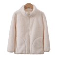 thumbnail image 1 of Spazoro Kids Girls Jackets, Long Sleeve Zipper Crew Neck Fall Winter Cardigans for Child Girls Boys Beige Size 11 T, 1 of 3