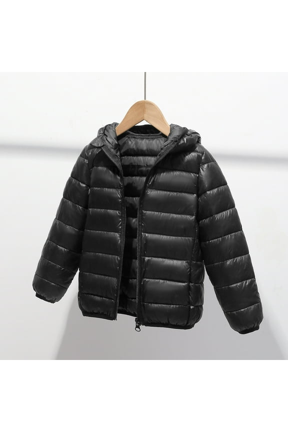 Kids Girls Jackets, Long Sleeve Zipper Fall Winter Hooded Warm Coats for Child Girls Boys Black Size 5 T