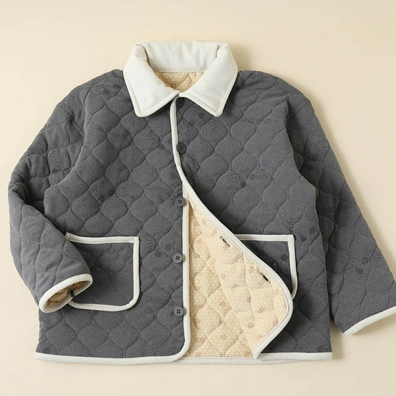 Spazoro Kids Girls Jackets, Turndown Collar Button Long Sleeve Fall Winter Cardigans for Child Girls Boys Gray Size 17 T