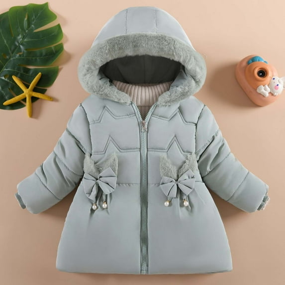 Spazoro Kids Girls Jackets, Zipper Long Sleeve Hooded Fall Winter Warm Coats for Child Girls Boys Light Blue Size 2 T