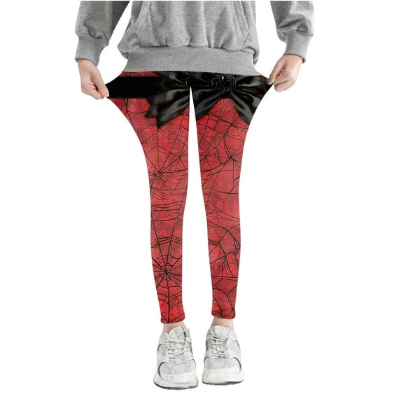 Spazoro Kids Girls Leggings, Floral Print Skinny Polyester Fall and Winter Straight Leg Pants for Child Girls Multicolor Size 6 T