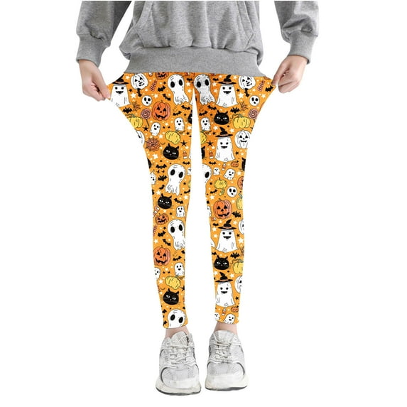 Spazoro Kids Girls Leggings, Polyester Floral Print Skinny Fall and Winter Straight Leg Pants for Child Girls Multicolor Size 7 T