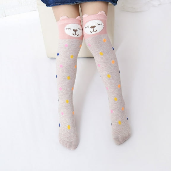 Spazoro Kids Girls Long Socks, High Tube Over Knee Warm Cotton Students Socks for Girls Beige Size One Size
