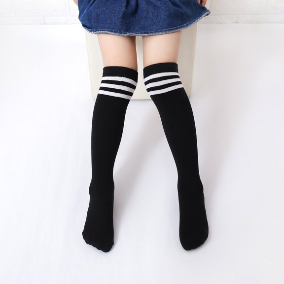 Spazoro Kids Girls Long Socks, Over Knee Warm High Tube Cotton Students Socks for Girls Orange Size One Size