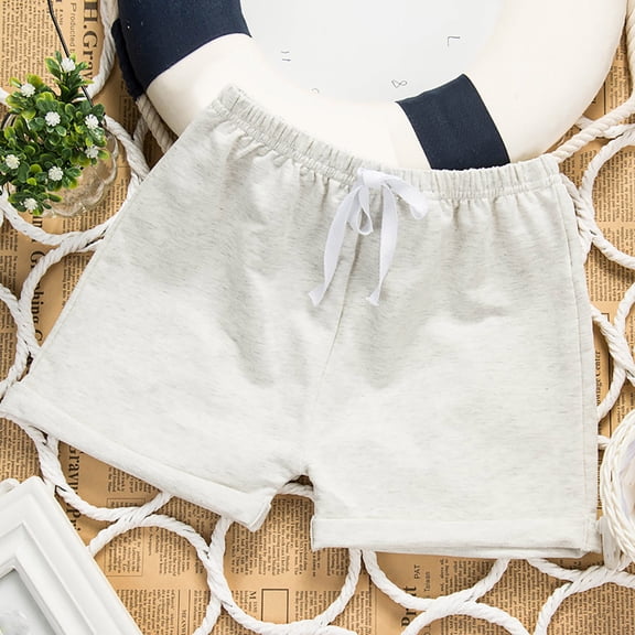 Spazoro Kids Girls Loose Fit Shorts, Leisure Wear Elastic Waist Summer Solid Color Casual Pants for Child Girls Gray Size 2 T