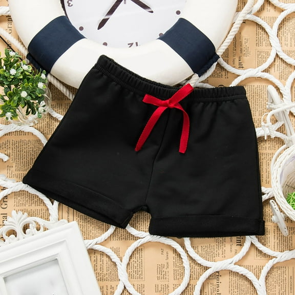 Spazoro Kids Girls Loose Fit Shorts, Solid Color Leisure Wear Elastic Waist Summer Casual Pants for Child Girls Black Size 2 T