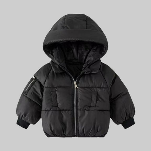 Spazoro Kids Girls Outwear Jackets, Casual Winter Hooded Warm Cute Coats for Girls Black Size 12 Months