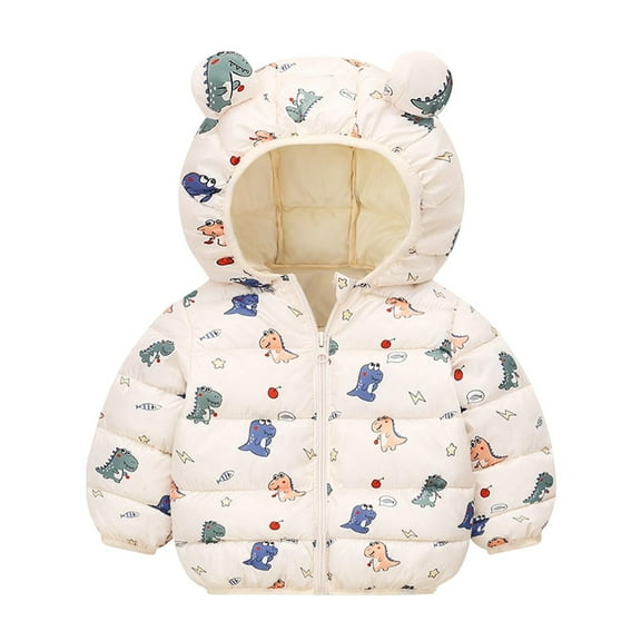 Spazoro Kids Girls Outwear Jackets, Hooded Cute Zipper Winter Warm Coats for Girls Beige Size 2 T