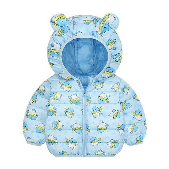 Spazoro Kids Girls Outwear Jackets, Hooded Zipper Cute Warm Winter Coats for Girls Sky Blue Size 5 T