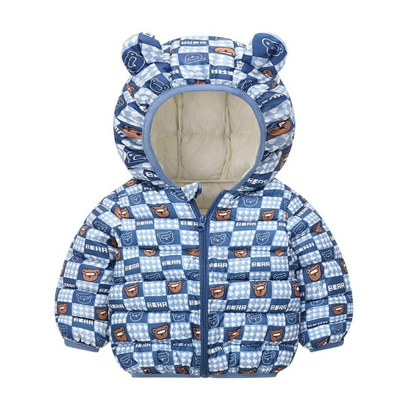 Spazoro Kids Girls Outwear Jackets, Warm Cute Hooded Winter Zipper Coats for Girls Blue Size 3 T