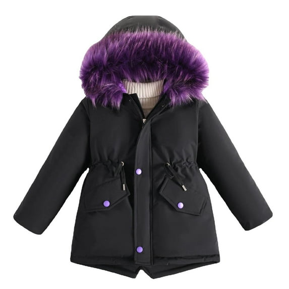 Spazoro Kids Girls Outwear Jackets, Winter Cute Warm Cotton Hooded Coats for Girls Black Size 8 T