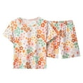 thumbnail image 1 of Spazoro Kids Girls Pajamas Shirts and Shorts, Crew Neck Short Sleeve Casual Home Wear Comfortable Cute Print Outfit Sets for Child Girls Boys Khaki Size 2 T, 1 of 4