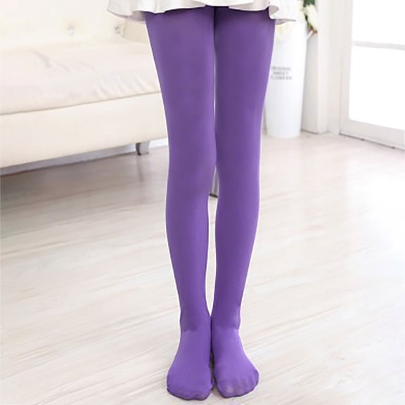 Spazoro Kids Girls Pantyhose, Ballet Winter Tights Elastic Solid Color Warm Button Socks and Pants for Child Girls Purple Size 12-13 T