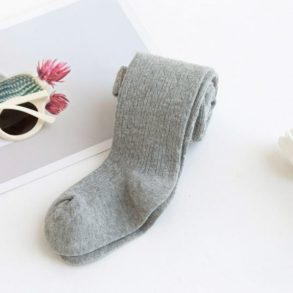 Spazoro Kids Girls Pantyhose, Breathable Soft Warm Solid Color Cotton Button Socks and Pants for Child Girls Gray Size M