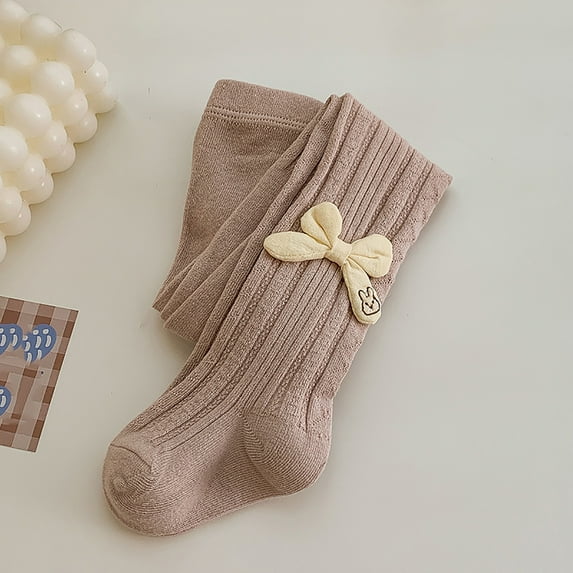 Spazoro Kids Girls Pantyhose, Elastic Warm Solid Color Winter Tights Button Socks and Pants for Child Girls Pink Size M