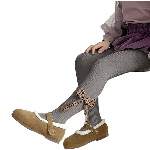 Spazoro Kids Girls Pantyhose, Elastic Warm Winter Tights Solid Color Button Socks and Pants for Child Girls Dark Gray Size XL