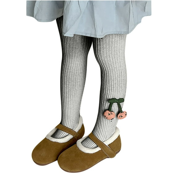 Spazoro Kids Girls Pantyhose, Elastic Winter Tights Solid Color Warm Button Socks and Pants for Child Girls Gray Size L