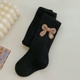 thumbnail image 1 of Spazoro Kids Girls Pantyhose, Warm Winter Tights Elastic Solid Color Button Socks and Pants for Child Girls Black Size M, 1 of 5