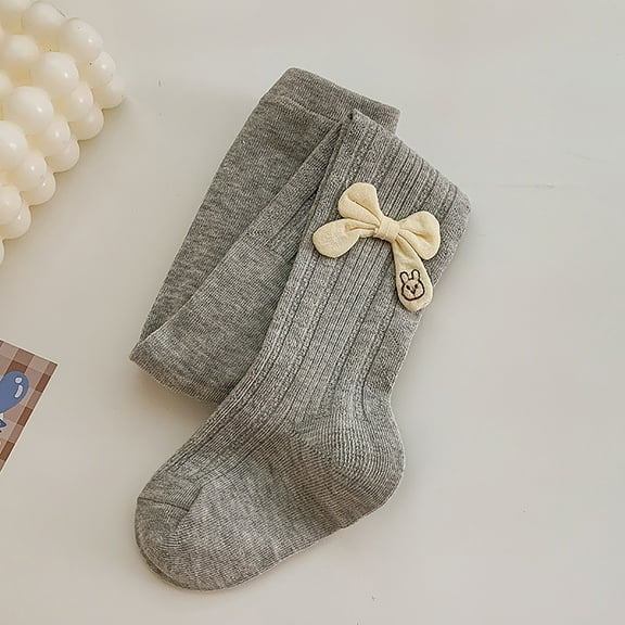 Spazoro Kids Girls Pantyhose, Winter Tights Solid Color Elastic Warm Button Socks and Pants for Child Girls Gray Size XL